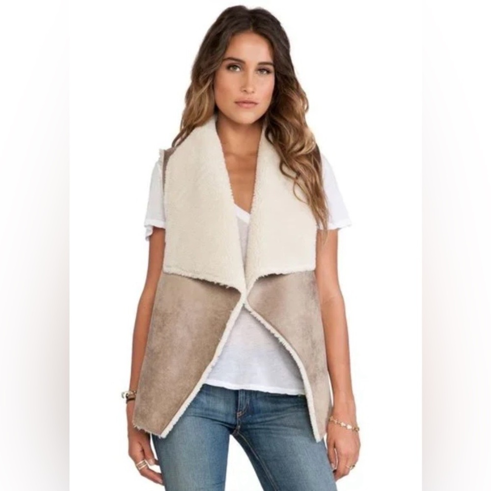 LAUREN Ralph Lauren Waterfall Faux Suede & Sherpa Vest Sz M Gorpcore Lite Boho - Picture 1 of 11